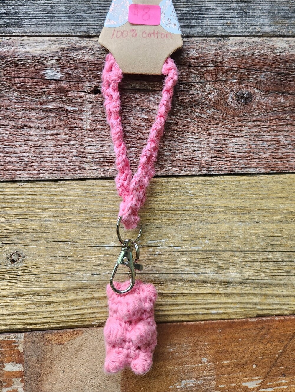 Handmade Pink Crocheted Wristlet